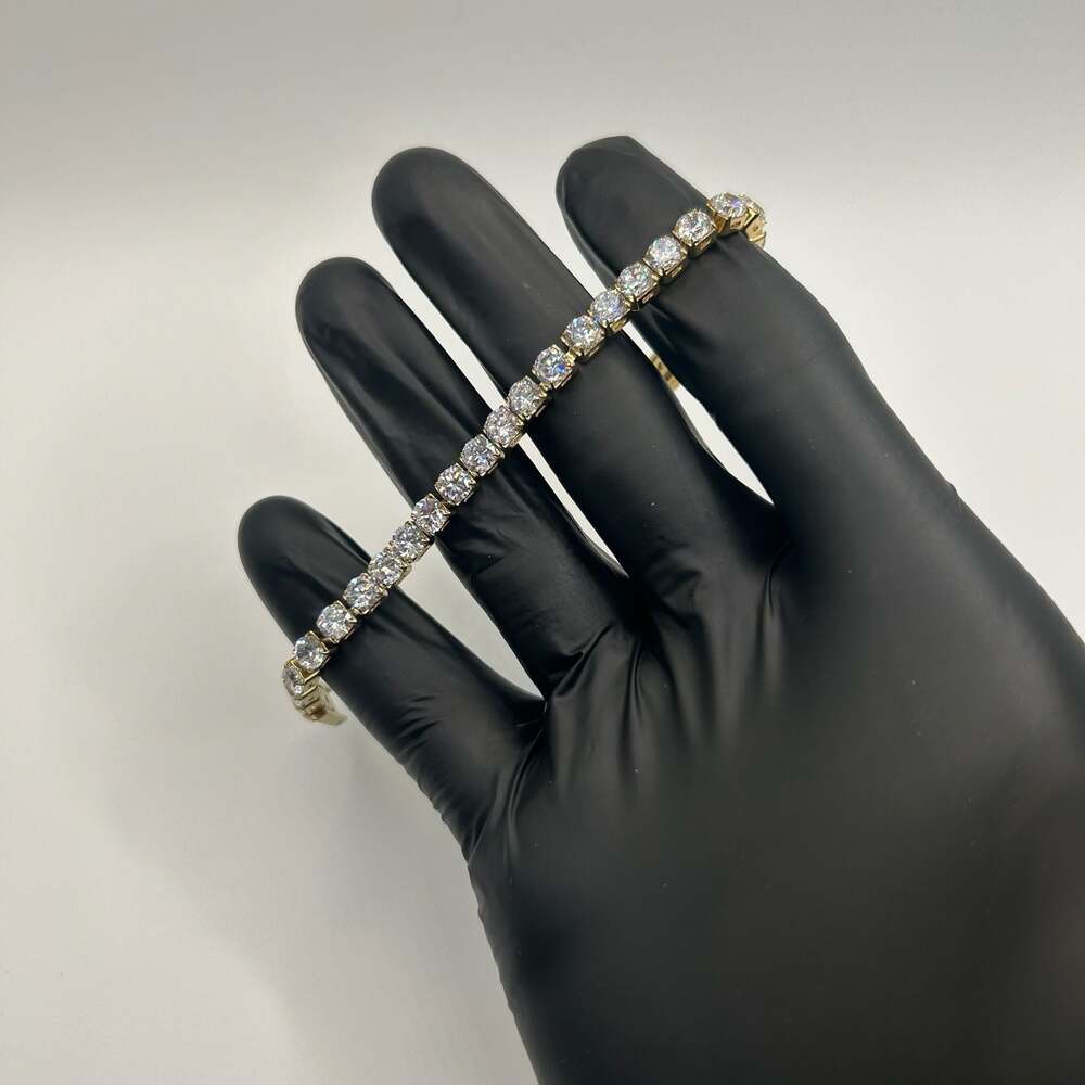 Moissanite Tennis Bracelet VVS1 D Gold 5mm 6.5 Inch New No Pass Test NonTarnish